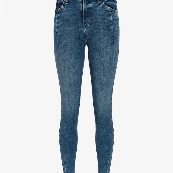 Express High-Rise Skinny Jeans in Medium Blue, Large - Picture 4 of 9